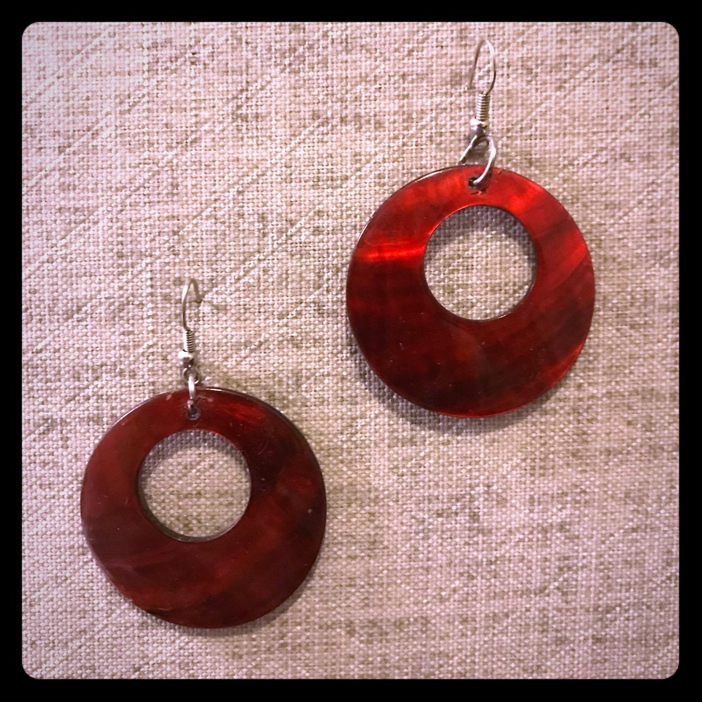 Circular Red Earrings